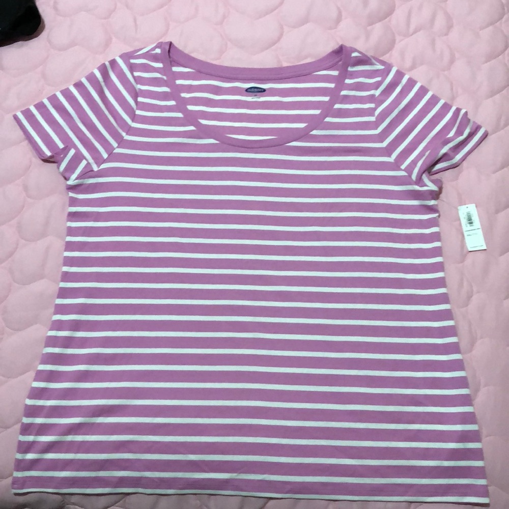 Old Navy Pink and White Striped Tee